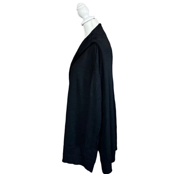 Skinnygirl Sundazed Open Front Oversized Cardigan w/ Pockets Black Sz Medium - Picture 4 of 13